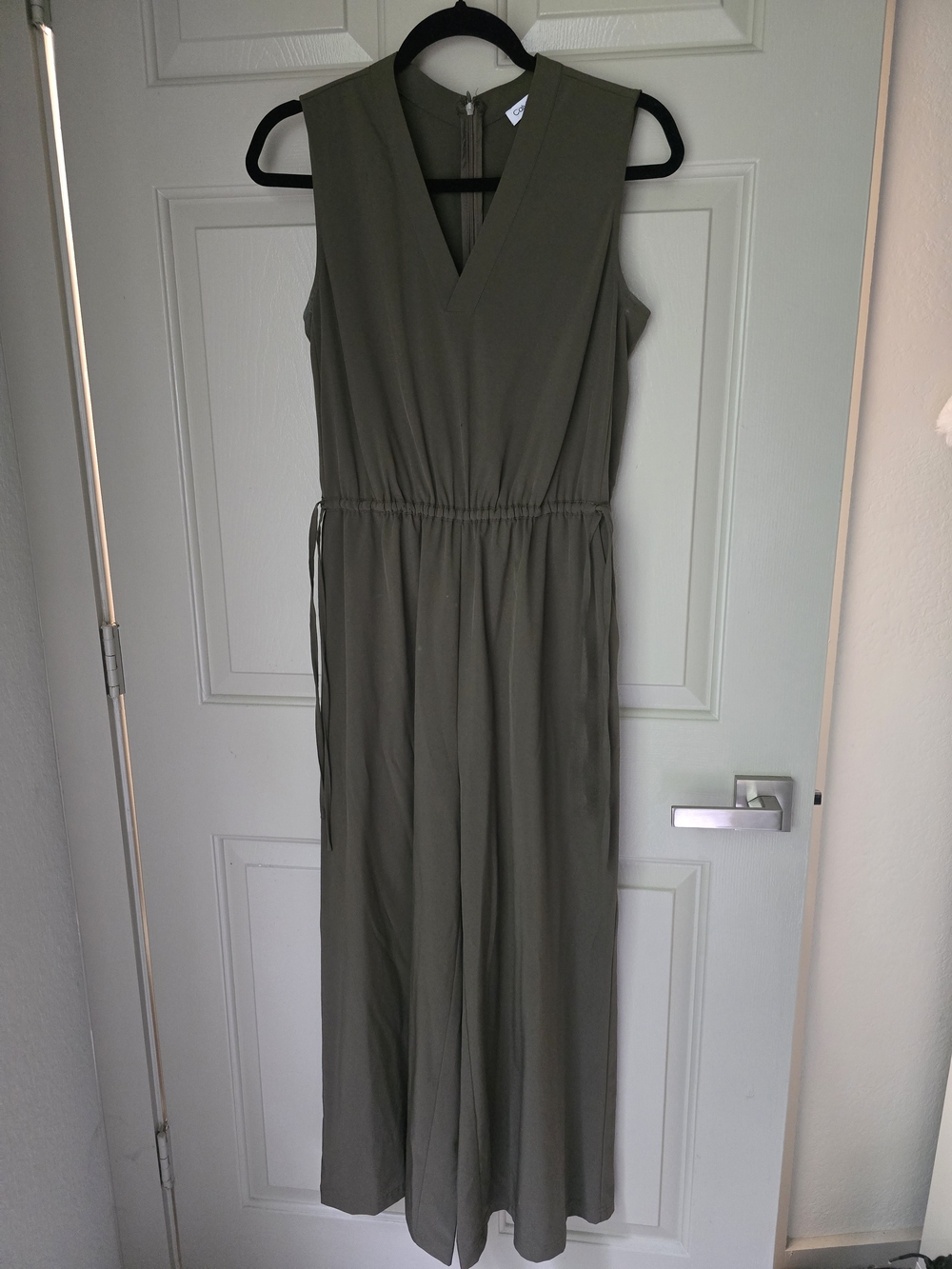 Calvin Klein Olive Green Sleeveless V-Neck Jumpsuit